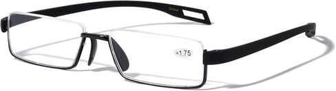 Men Large Wide Featherweight Slim Half Rim Memory Flex Reading Glasses - Anti-reflective AR Coating Extended Temple in Saudi Arabia