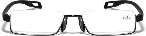Men Large Wide Featherweight Slim Half Rim Memory Flex Reading Glasses - Anti-reflective AR Coating Extended Temple in Saudi Arabia