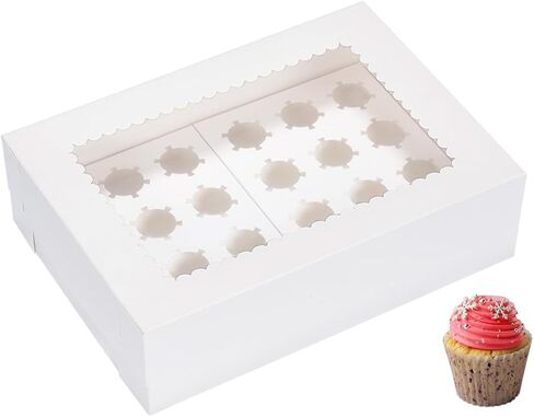 Mini Cupcake Box 6 Pack,Holds 24 Mini Cupcakes,Cupcake Holder, 14x10x4 Inch White Bakery Boxes with Window for Birthday Holiday Party Bakery in Saudi Arabia