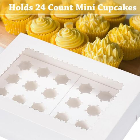 Mini Cupcake Box 6 Pack,Holds 24 Mini Cupcakes,Cupcake Holder, 14x10x4 Inch White Bakery Boxes with Window for Birthday Holiday Party Bakery in Saudi Arabia