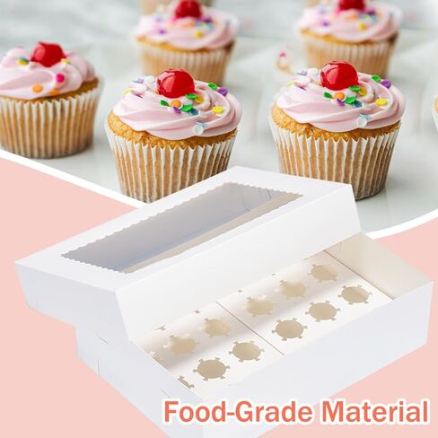 Mini Cupcake Box 6 Pack,Holds 24 Mini Cupcakes,Cupcake Holder, 14x10x4 Inch White Bakery Boxes with Window for Birthday Holiday Party Bakery in Saudi Arabia