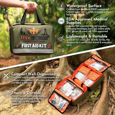 320 Piece First Aid Kit - Contains Premium Medical Supplies for Travel, Home, Office, Vehicle, Camping, Workplace & Outdoor in Kuwait