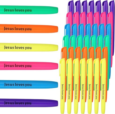 Glenmal 48 Pcs Christmas Bible Highlighters Bulk No Bleed Christian Gel Highlighters Assorted Colored Jesus Loves You Religious Gifts for Office Home Writing Supplies in Saudi Arabia