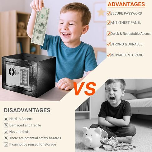 Grimtron Small Safe - (0.80 cu. ft.) Mini Money Box with Combination Lock for Kids, Medicine Box for Grandmother, Valentines Day Gifts for Men Women (Coin-operated(Pink)) in Saudi Arabia