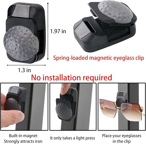 Sunglasses Holder for Golf Cart，Magnetic Sunglasses Clip Accessories for Golf Cart，One-Handed-Operation Sunglasses Clip in Saudi Arabia