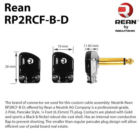 3 Units - 10 Inch - WBC-PRO-Pedal – 22 AWG - Low-Cap (18pF/ft) – Pro-Grade – Graphite-Based - Dual-Shielded Pedal, Effects, Patch, Instrument Cable with Neutrik-Rean Gold Plated Pancake TS Connectors in Saudi Arabia