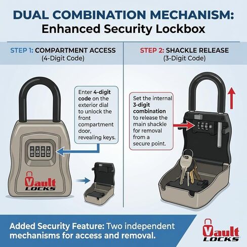 Key Lock Box with Separate Combination for Latch and Shackle | Large Key Storage Compartment | Vault Locks 5500 in Saudi Arabia