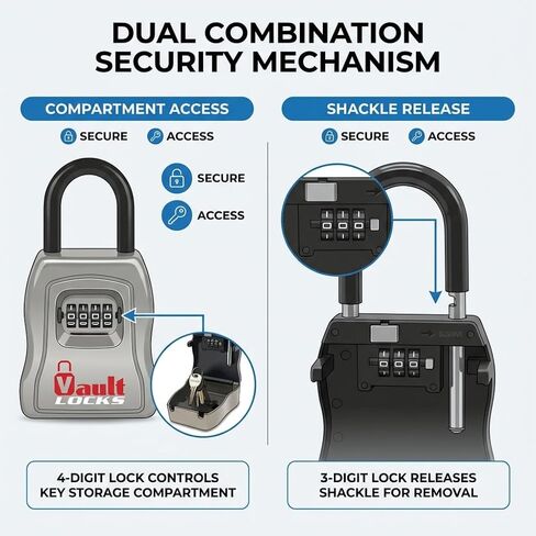 Key Lock Box with Separate Combination for Latch and Shackle | Large Key Storage Compartment | Vault Locks 5500 in Saudi Arabia