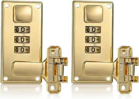 2 Pcs Luggage Combination Locks, Tool Box Hasp 3 Digit Combination Password Locks Luggage Suitcase Hasps (Gold) in Saudi Arabia