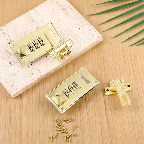 2 Pcs Luggage Combination Locks, Tool Box Hasp 3 Digit Combination Password Locks Luggage Suitcase Hasps (Gold) in Saudi Arabia