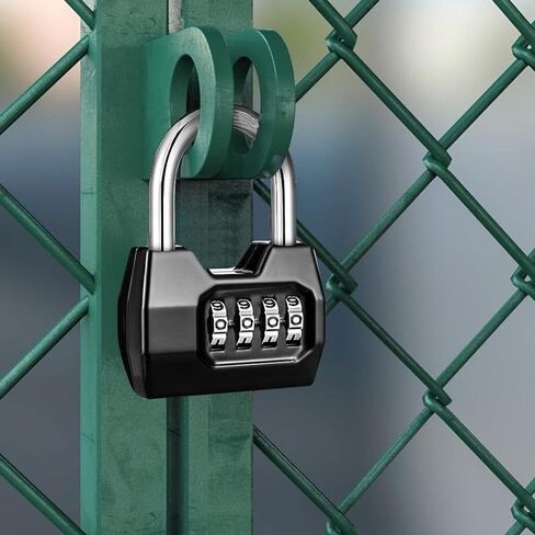 4-Digit Combination Lock (1-Pack) – Weatherproof Outdoor Padlock for School & Gym Locker, Fence, Gate, Shed, Garage, Storage Unit – Heavy-Duty Resettable Code Lock for Indoor & Outdoor (Black) in Saudi Arabia