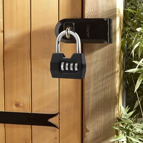 4-Digit Combination Lock (1-Pack) – Weatherproof Outdoor Padlock for School & Gym Locker, Fence, Gate, Shed, Garage, Storage Unit – Heavy-Duty Resettable Code Lock for Indoor & Outdoor (Black) in Saudi Arabia