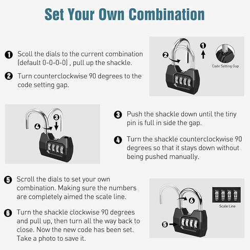 4-Digit Combination Lock (1-Pack) – Weatherproof Outdoor Padlock for School & Gym Locker, Fence, Gate, Shed, Garage, Storage Unit – Heavy-Duty Resettable Code Lock for Indoor & Outdoor (Black) in Saudi Arabia