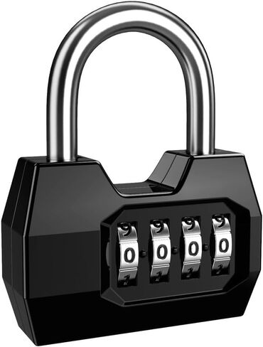 4-Digit Combination Lock (1-Pack) – Weatherproof Outdoor Padlock for School & Gym Locker, Fence, Gate, Shed, Garage, Storage Unit – Heavy-Duty Resettable Code Lock for Indoor & Outdoor (Black) in Saudi Arabia