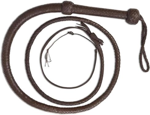 Sidewinder Bull Whip Cowhide Braided Leather Equestrian Costume Accessory Ranching Gear Sturdy Handle 12 Plaits Free 5 Crackers in Kuwait