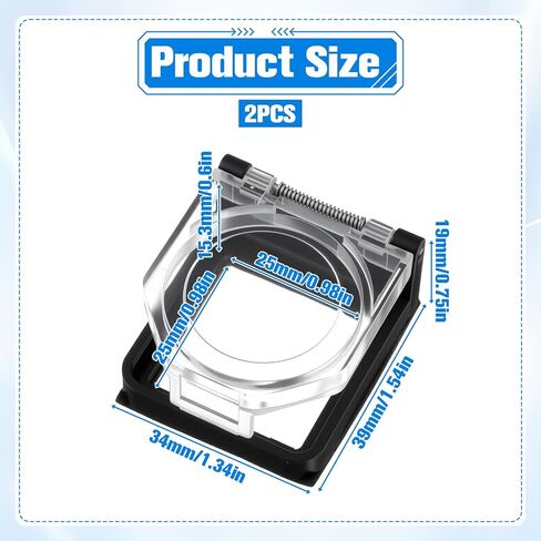 2Pcs PC Power Button Cover Power Push Button Switch Cover Waterproof Computer Powers Buttons Protector 39 * 34mm Square Mounting Hole Momentary with Double-Sided Tape in Saudi Arabia