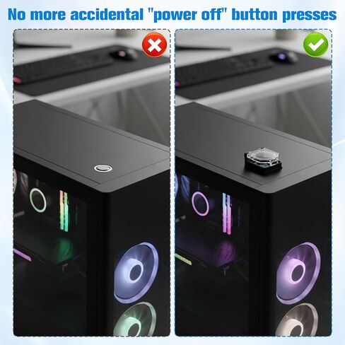 2Pcs PC Power Button Cover Power Push Button Switch Cover Waterproof Computer Powers Buttons Protector 39 * 34mm Square Mounting Hole Momentary with Double-Sided Tape in Saudi Arabia