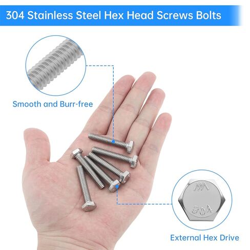 1/4-20 x 1-1/2 Inch Hex Head Screws Bolts (30 Pieces) - Stainless Steel 304 Machine Screws with Magnetic Nut Driver, UNC Coarse Thread for Industrial Repair & Furniture in Saudi Arabia