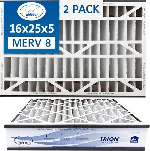 فلتر هواء Air Bear 16x25x5 MERV 8 (عبوتان) استبدال فلتر هواء HVAC مطوي (الحجم الفعلي: 15.50 × 24.25 × 4.9 بوصة) متوافق مع الجزء رقم: 255649-105 in Saudi Arabia