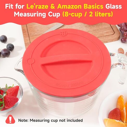 غطاء سيليكون متوافق مع كوب قياس Le'raze & Amazon Basic 8 أكواب، أغطية بديلة من السيليكون تناسب وعاء قياس زجاجي سعة 8 أكواب (2 لتر) من Le'raze، آمن للاستخدام في غسالة الأطباق والميكروويف (الكوب غير متضمن) in Saudi Arabia