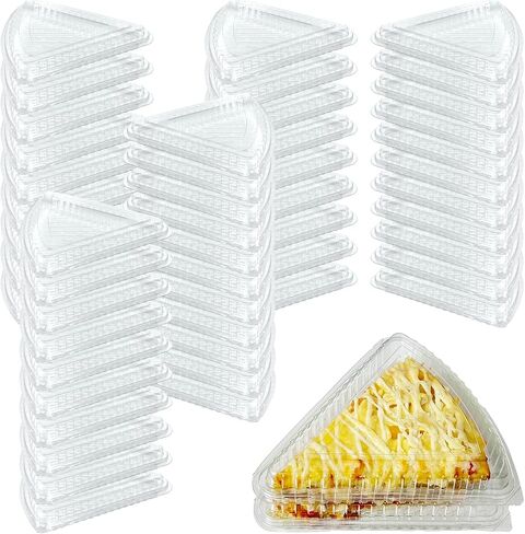 50PCS Pizza Slice Storage Container Fits 10"-12", Disposable Clear Pizza Slice Box,Plastic Individual Tray Takeout Containers for Cookies, Food, Packing for Party Snacks, Birthday in Saudi Arabia