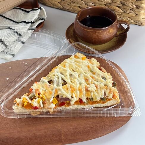 50PCS Pizza Slice Storage Container Fits 10"-12", Disposable Clear Pizza Slice Box,Plastic Individual Tray Takeout Containers for Cookies, Food, Packing for Party Snacks, Birthday in Saudi Arabia