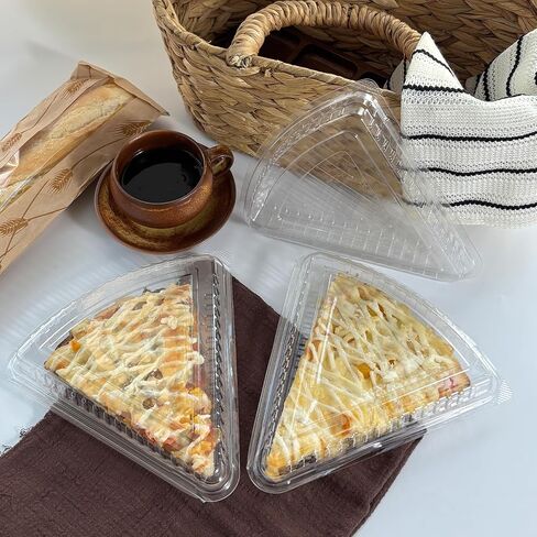 50PCS Pizza Slice Storage Container Fits 10"-12", Disposable Clear Pizza Slice Box,Plastic Individual Tray Takeout Containers for Cookies, Food, Packing for Party Snacks, Birthday in Saudi Arabia