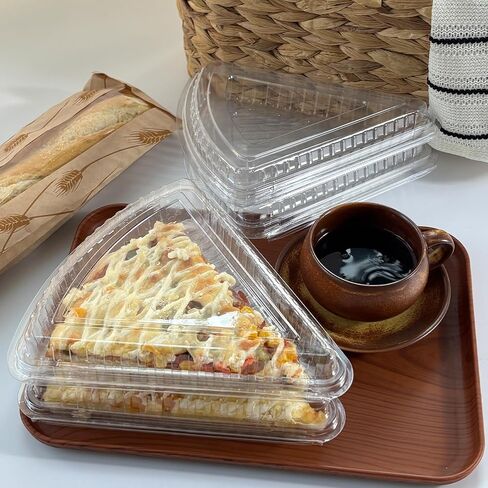 50PCS Pizza Slice Storage Container Fits 10"-12", Disposable Clear Pizza Slice Box,Plastic Individual Tray Takeout Containers for Cookies, Food, Packing for Party Snacks, Birthday in Saudi Arabia