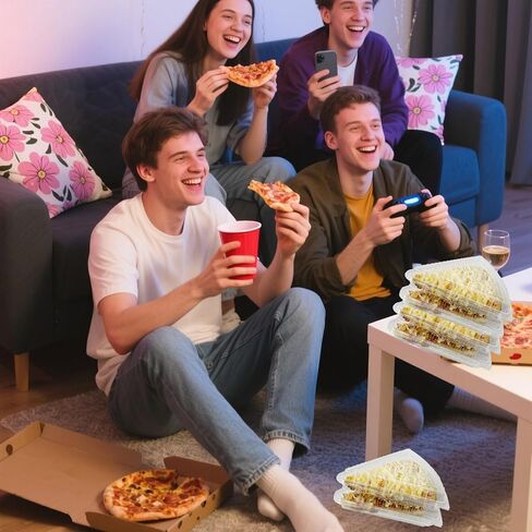 50PCS Pizza Slice Storage Container Fits 10"-12", Disposable Clear Pizza Slice Box,Plastic Individual Tray Takeout Containers for Cookies, Food, Packing for Party Snacks, Birthday in Saudi Arabia