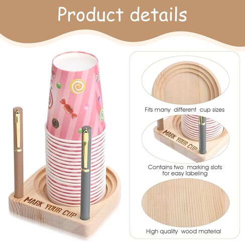 Cup Holder with Marker Slot, Mark Your Cup Holder to Prevent Mix-Ups, Organizer for Drinks, Kitchen Countertop, Picnic, and Social Gathering in Saudi Arabia