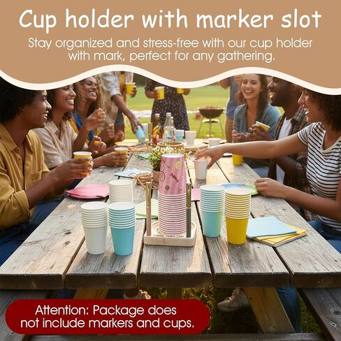 Cup Holder with Marker Slot, Mark Your Cup Holder to Prevent Mix-Ups, Organizer for Drinks, Kitchen Countertop, Picnic, and Social Gathering in Saudi Arabia