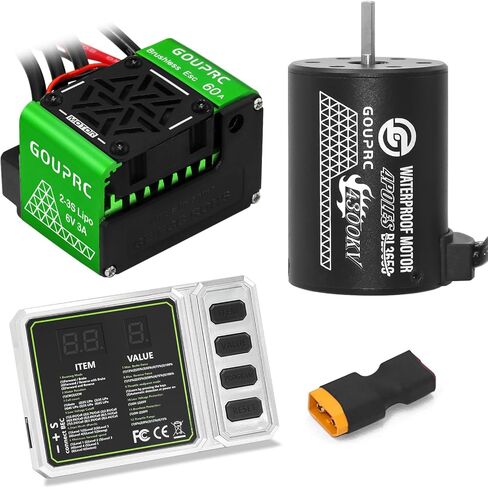 محرك بدون فرشاة GOUPRC S3650 4300KV عمود 3.175 مم مع ترقية 60A ESC مجموعة وحدة تحكم السرعة الكهربائية لشاحنة وحش الطرق الوعرة 1/10 RC in Saudi Arabia