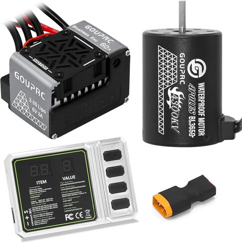 GOUPRC S3650 4300KV Brushless Motor 3.175mm Shaft with Upgrade 60A ESC Electric Speed Controller Combo Set for 1/10 RC Car Buggy Off-Road Monster Truck in Saudi Arabia