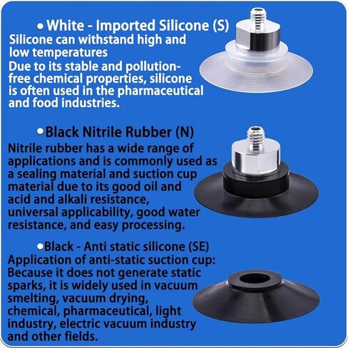 10Pcs Single Layer Silicone Material Vacuum Suction Cup PA Series PA-1.5/2/3.5/5/6/8/10/15(PA-5 White) in Saudi Arabia
