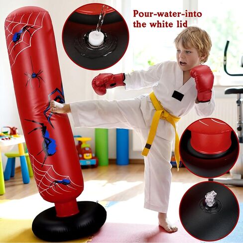 Shappy Inflatable Punching Bag Larger 62.99 Inch Spider Stable Boxing Bag Set with Gloves and Pump for Practicing Karate Taekwondo in Saudi Arabia