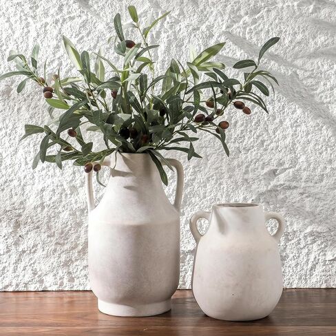 Green Ceramic Vase for Tuscan Decor, Large Vintage Vases for Home Decor, Chinoiserie Floral Vases for Rustic Farmhouse Decor, Grand Millennial Style Vase for Living Room, Bookshelf, Office in Saudi Arabia