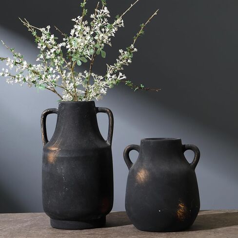 Green Ceramic Vase for Tuscan Decor, Large Vintage Vases for Home Decor, Chinoiserie Floral Vases for Rustic Farmhouse Decor, Grand Millennial Style Vase for Living Room, Bookshelf, Office in Saudi Arabia