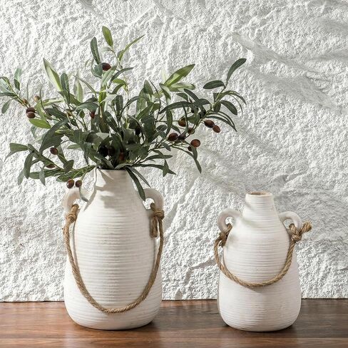 Green Ceramic Vase for Tuscan Decor, Large Vintage Vases for Home Decor, Chinoiserie Floral Vases for Rustic Farmhouse Decor, Grand Millennial Style Vase for Living Room, Bookshelf, Office in Saudi Arabia