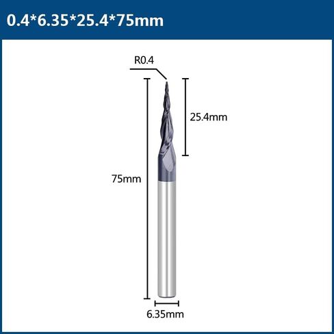 1pcs 2-Flute Tapered Ball Nose Spiral End Mill R0.4/R1.58 Carbide Mills Milling Tool 3.175mm Shank CNC Machine Cutter in Saudi Arabia