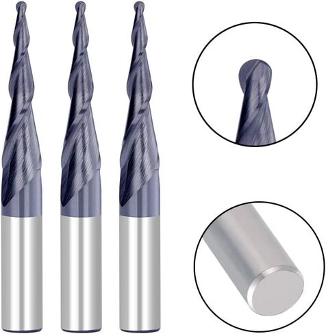 1pcs 2-Flute Tapered Ball Nose Spiral End Mill R0.4/R1.58 Carbide Mills Milling Tool 3.175mm Shank CNC Machine Cutter in Saudi Arabia