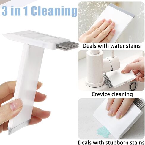 Ouliget Kitchen Sink Squeegee and Countertop Brush,3 in 1 Mini Squeegee Sponge Countertop Dirt Cleaning Brush,Multi Purpose Compact Brush Cleans Wet and Dry Spills in Saudi Arabia