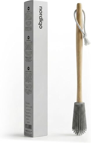 Extra Long Bottle Brush – 16" Bamboo Handle & Flexible Hygienic Silicone Head – Compatible with Sodastream (Not Aqua Fizz), Aarke Plastic Bottles, Vases, Tumblers | BPA Free | Scratch-Free in Saudi Arabia