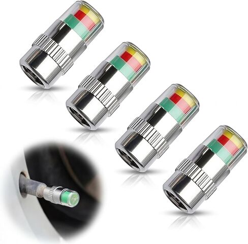 ANKI HAPPIGO 4 قطعة 36 PSI سيارة مراقبة ضغط الإطارات صمام الجذعية قبعات مؤشر الاستشعار سهلة القراءة 3 لون العين تنبيه in Kuwait