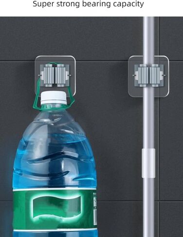 2pcs Wall Mounted Mop Holder, Simple Clear Plastic Punch-Free Bathroom Hook for Bathroom in Saudi Arabia