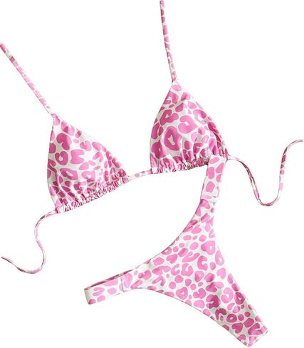 Women's Leopard Cow Print Bathing Suit Halter High Waisted Summer Bikini Set in Saudi Arabia