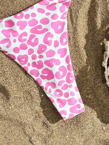 Women's Leopard Cow Print Bathing Suit Halter High Waisted Summer Bikini Set in Saudi Arabia
