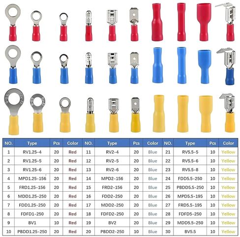 480 PCS Insulated Crimp Wire Connectors, Assorted Crimp Terminal Kit, Mixed Quick Disconnect Electrical Cable Terminals, Ring, Butt Splice, Bullet and Spade Male & Female, Piggyback in Saudi Arabia