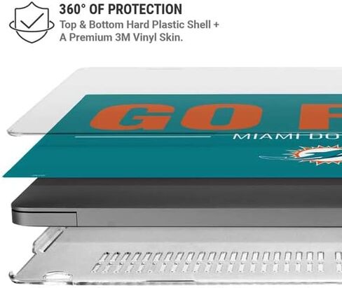 حافظة سكينيت + غلاف متوافق مع ماك بوك برو 14 بوصة (2021) - تصميم شعار فريق NFL Miami Dolphins مرخص رسميًا in Saudi Arabia