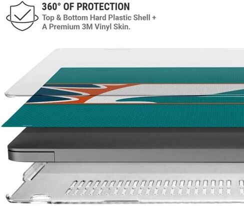 Skinit Case + Skin Compatible with MacBook Pro 14in (2021) - Officially Licensed NFL Miami Dolphins Zone Block Design in Saudi Arabia