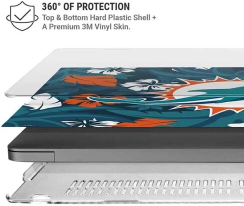 Skinit Case + Skin Compatible with MacBook Pro 14in (2021) - Officially Licensed NFL Miami Dolphins Tropical Print Design in Saudi Arabia